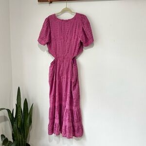 Adelyn Rae Katlin Floral Embroidered Cut-Out Midi Dress